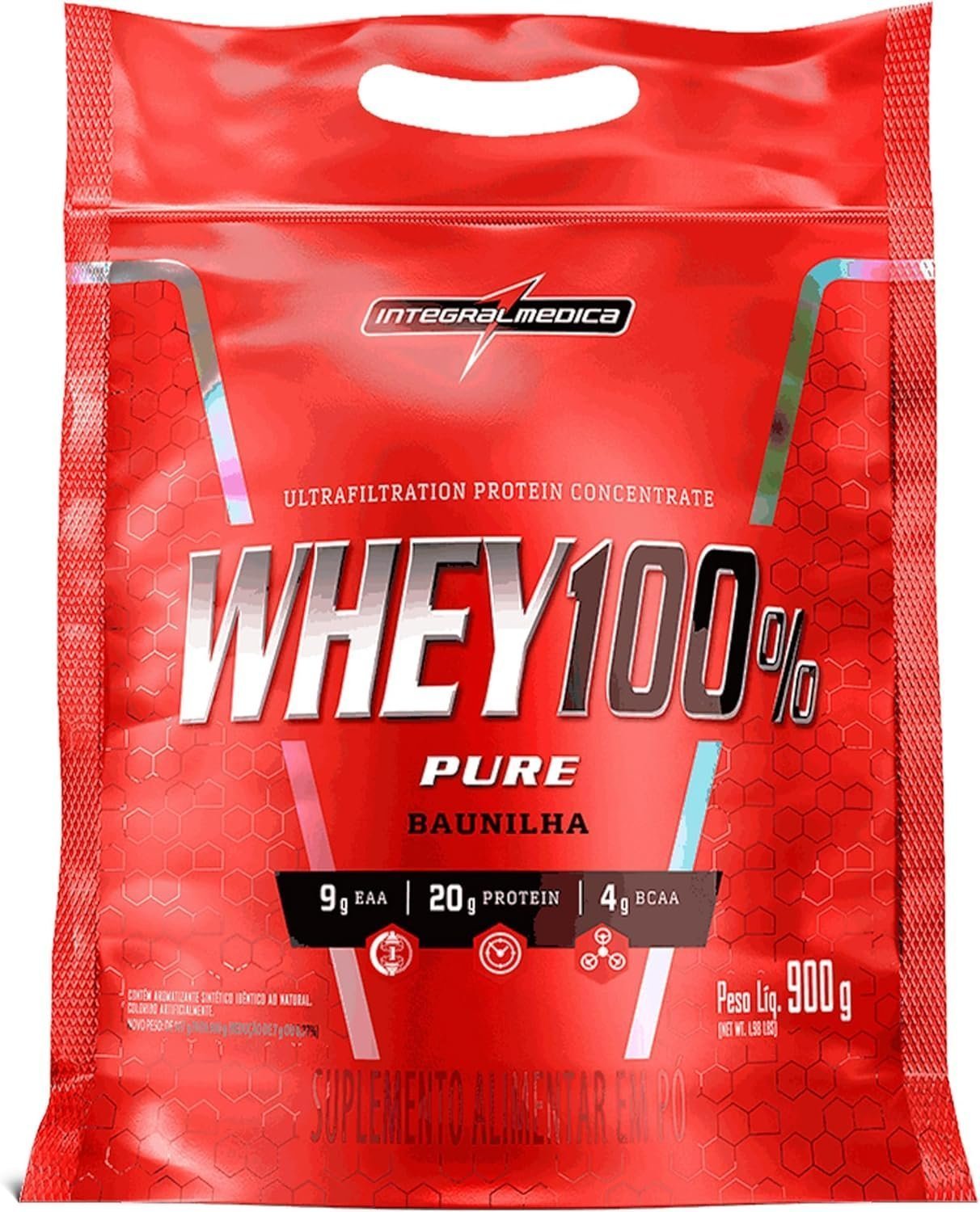 Integralmédica – Whey Protein Concentrado Baunilha 100% Pure – 20g de Proteína por Scoop, Suplementação Alimentar Pós-Treino, Fórmula Enriquecida com